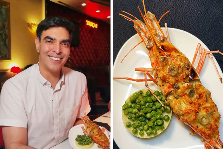 Trincas owner Anand Puri with Lobster Thermidore