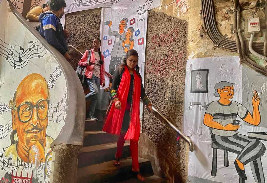The graffiti on the staircase of Coffee House in Kolkata's College Street sparks nostalgia of the yesteryears 