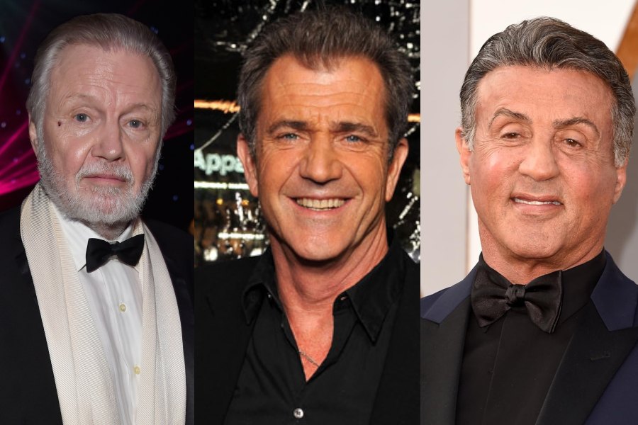 (left to right) Jon Voight, Mel Gibson, Sylvester Stallone