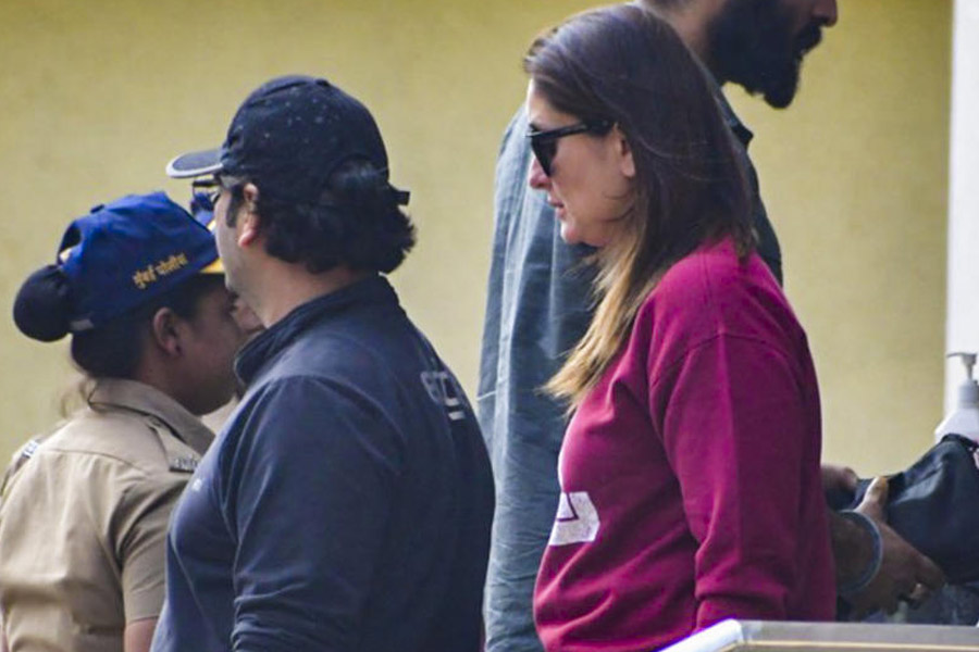 Bollywood actor Kareena Kapoor at the Lilavati Hospital where actor Saif Ali Khan was admitted after he was injured in an attack by an intruder with a knife, in Mumbai, Thursday, Jan. 16, 2025.