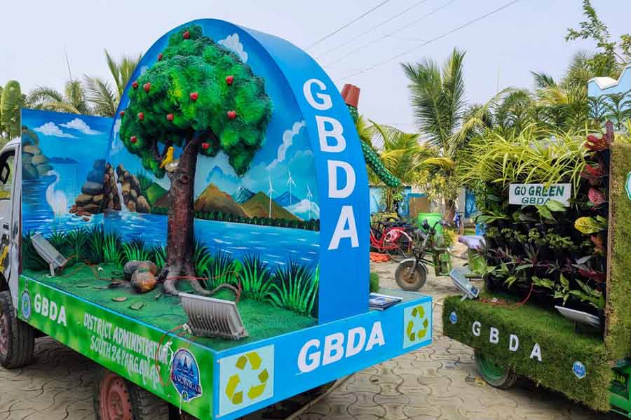 Gangasagar Bakkhali Development Authority (GBDA) undertook large-scale green awareness campaigns during the mela period through well-decorated tableaux