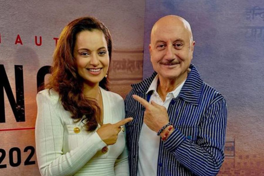 Kangana Ranaut and Anupam Kher during the promotions of their film ‘Emergency’