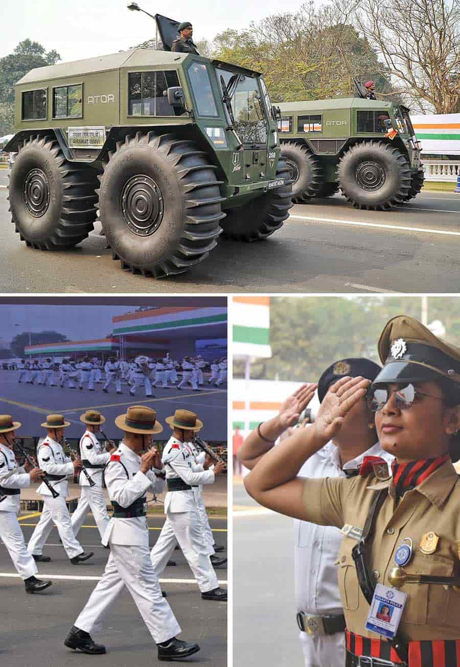 The armed forces and police went through the final dress rehearsal for the Republic Day parade at Red Road on Friday morning