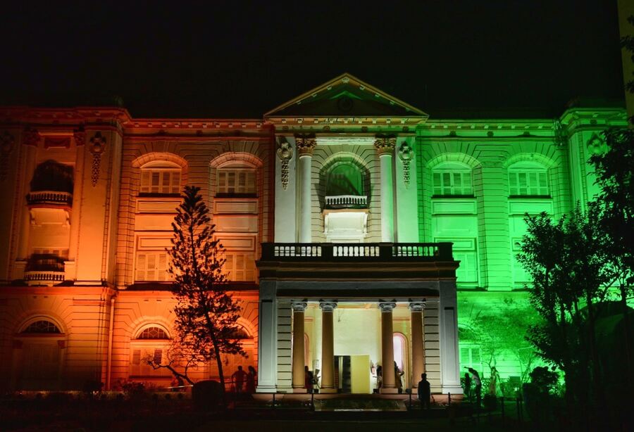 The Birla Industrial and Technological Museum (BITM) on Gurusaday Road was lit up in saffron, green and white 