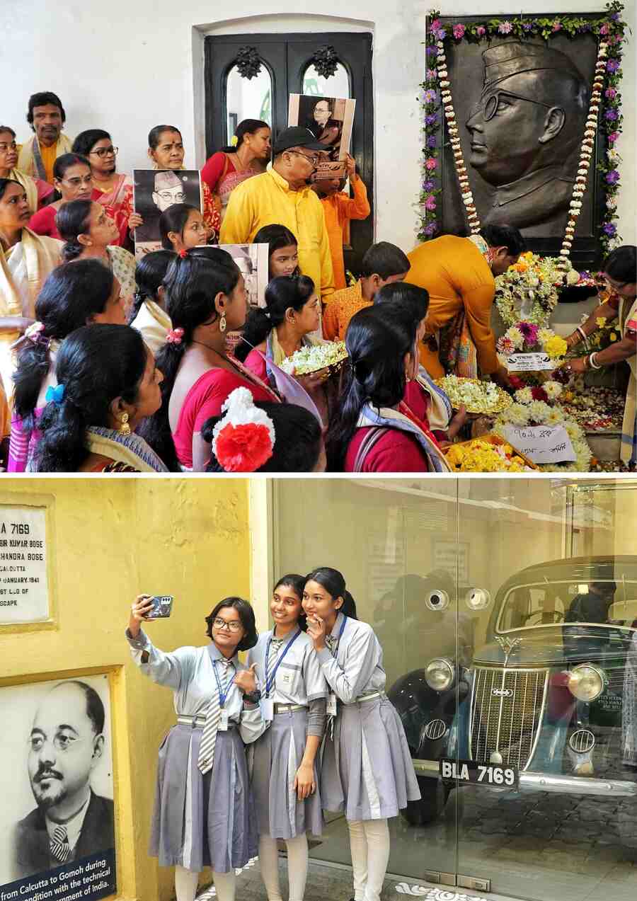 Visitors paid respect to Netaji Subhas Chandra Bose at Netaji Bhavan on the occasion of his birth anniversary on January 23  