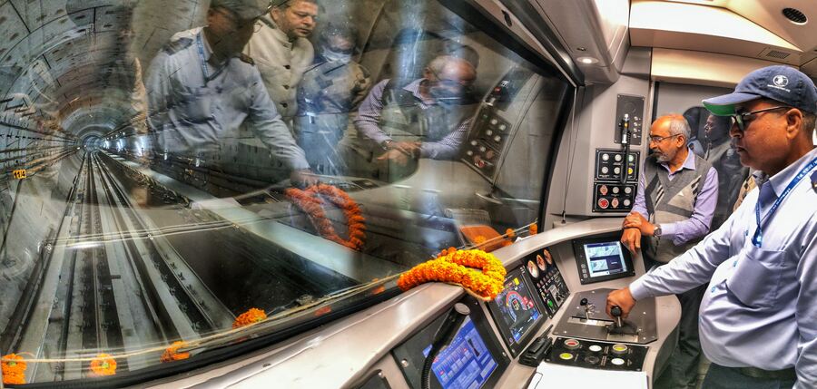 The first trial run on the 2.63-km Sealdah–Esplanade stretch through the west-bound tunnel of Green Line was conducted successfully on January 21. Metro Railway general manager and Kolkata Metro Rail Corporation Limited chairman P. Uday Kumar Reddy and other senior officers of both railway entities were present during the trial run  