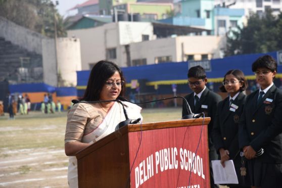 Welcome address by Principal Smt Joyoti Chaudhuri.