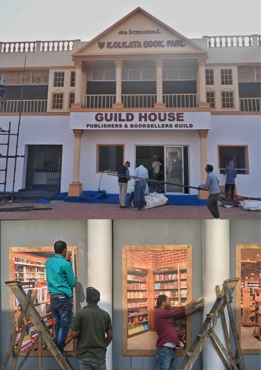 Preparations at its peak a day ahead of the inauguration of the 48th Kolkata International Book Fair. The book fair will continue till February 9. The theme country this year is Germany 