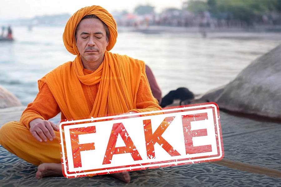 Fake image of Robert Downey Jr. at Mahakumbh