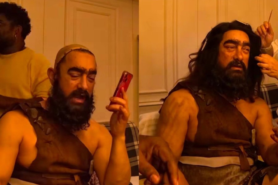 Pictures and videos of Bollywood actor Aamir Khan getting a caveman makeover have gone viral on social media