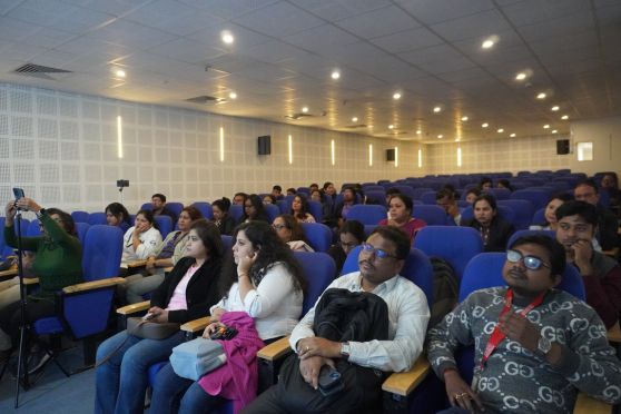 The audiences watched Dr Bose's presentation and heard him speak on the upcoming competition with rapt attention.