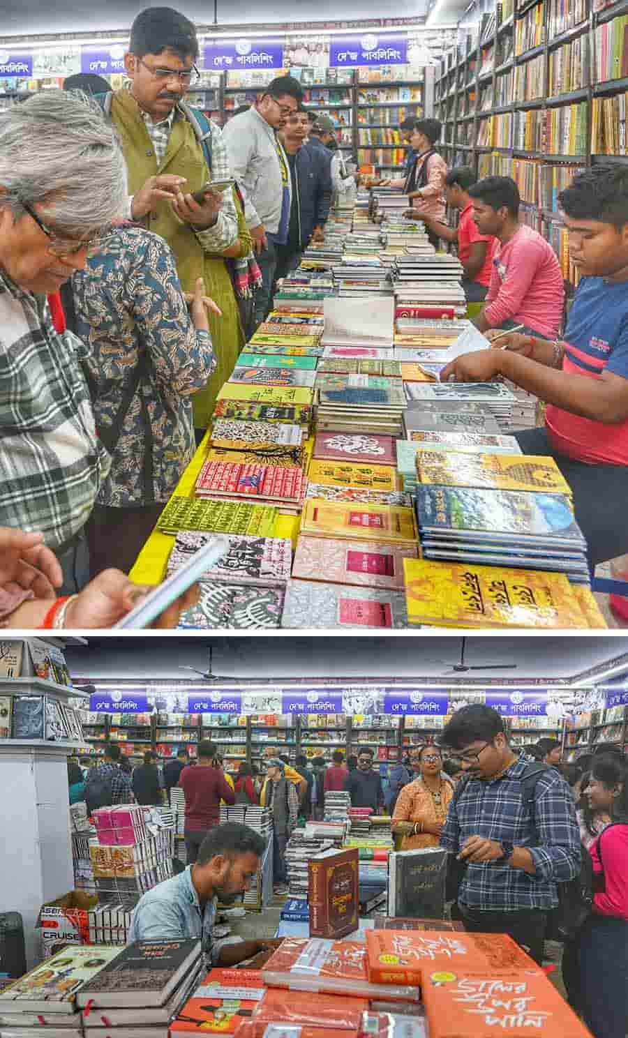Bengali literature readers engrossed in checking latest titles and covers on day two of the International Kolkata Book Fair