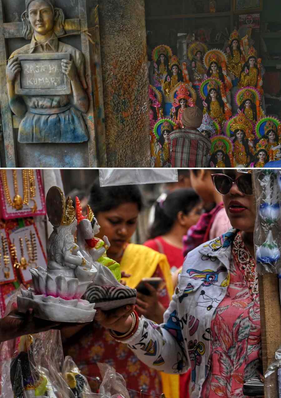 Readymade pandals with poems of Rabindranath are in high demand at Dompara