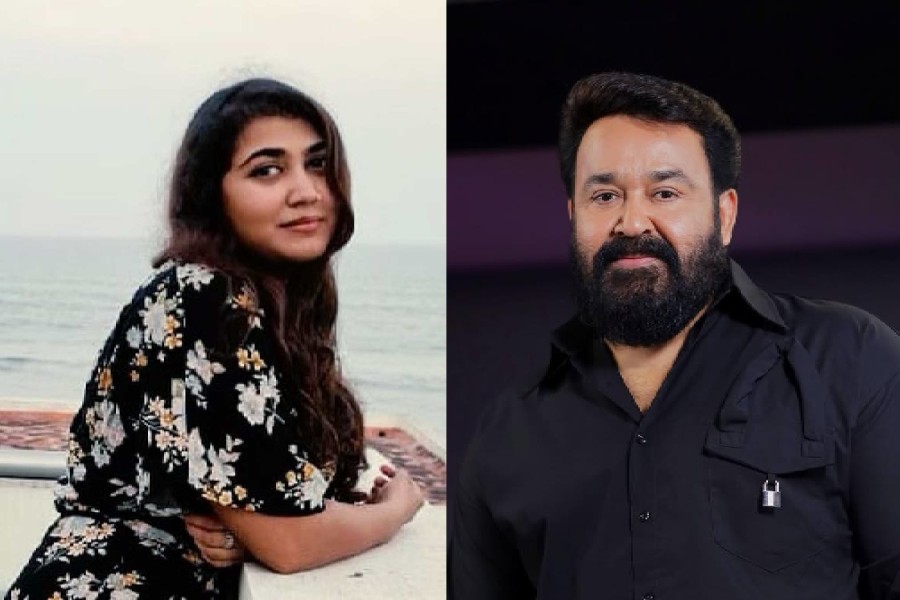 (left to right) Vismaya, Mohanlal