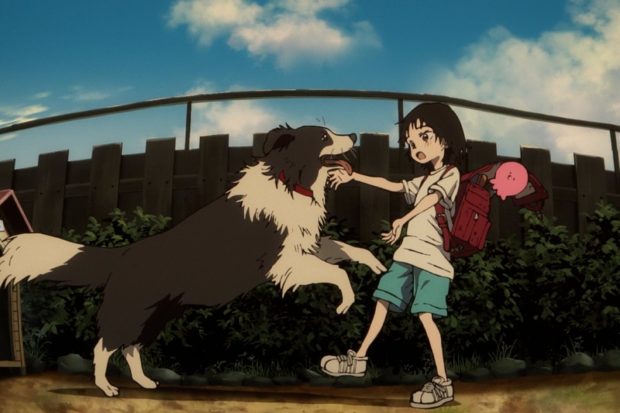 Shizuku returns home to her pet dog Chappy