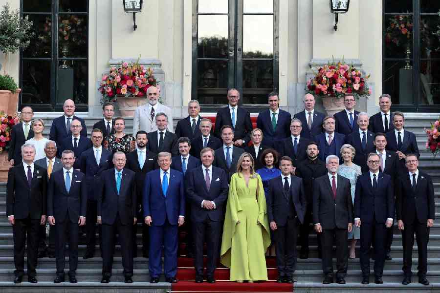 Donald Trump with other leaders of the European Union at the NATO Summit at The Hague.