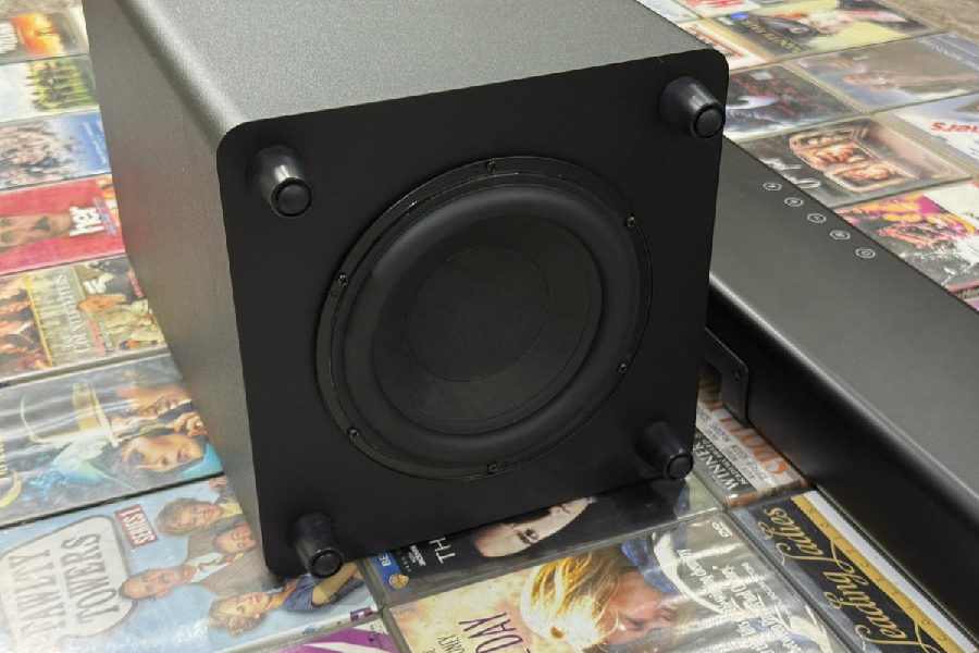 Users get deep, detailed bass from a compact subwoofer with dedicated level control