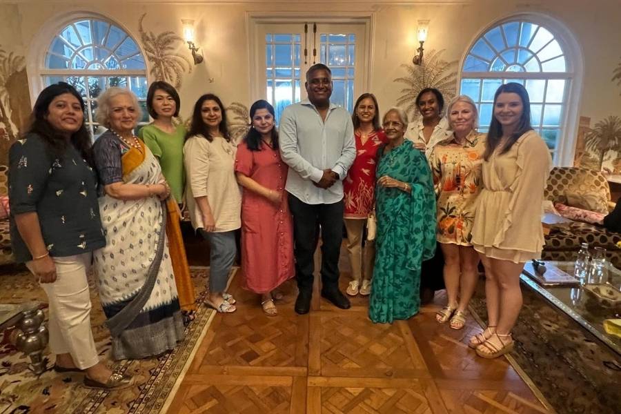 Mukherjee with the members of Kolkata International Women's Club after the session