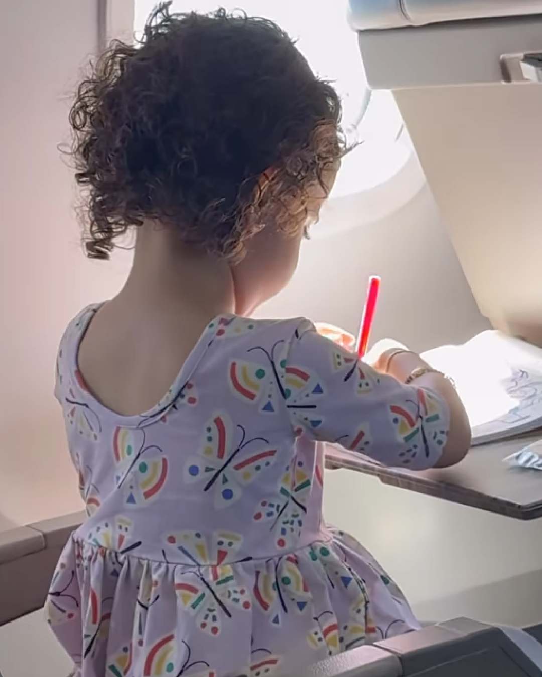 Malti enjoyed playing with a pen and paper on the flight. “And we’re off,” Priyanka captioned her post on Instagram.  