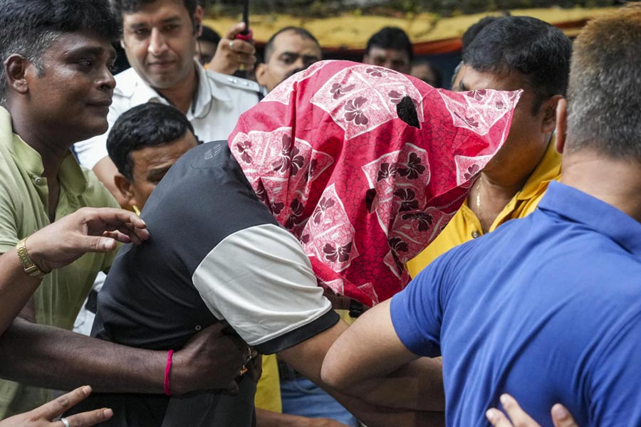 A student of the Indian Institute of Management-Calcutta (IIM), accused in the alleged rape of woman student inside a hostel of the business school, being produced at a city court, in Kolkata, West Bengal, Saturday, July 12, 2025.
