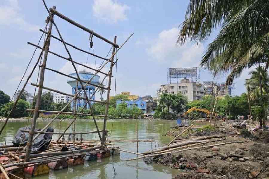 A view of the water body at Debi Ghat on Saturday