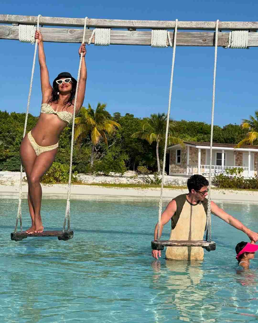 Actress Priyanka Chopra Jonas soaked in the sun in sizzling beachwear during her birthday getaway with husband Nick Jonas and daughter Malti.