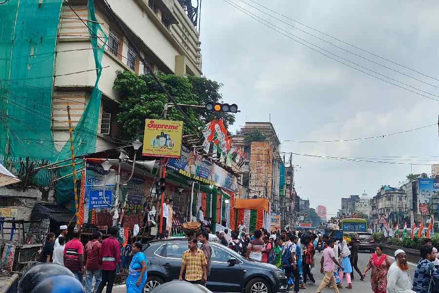 Despite the masses on foot heading from the north towards Dharmatala, Central Avenue traffic was surprisingly smooth with cops at every 50 metres ensuring the road leading to the epicentre was not piling up with traffic