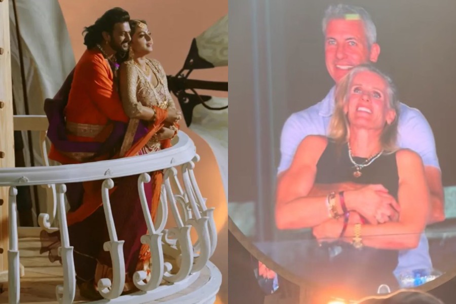 A still from 'Baahubali' (left) Andy Byron, Kristin Cabot’s Coldplay concert moment (right)