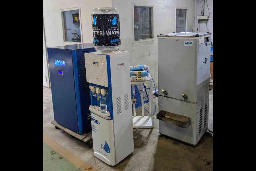 THIRST QUENCHER: A portable pod and an atmospheric water generator at Akvo's manufacturing unit at Howrah