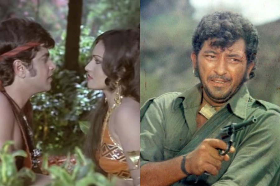Stills from Nagin (1976) and Sholay (1975)
