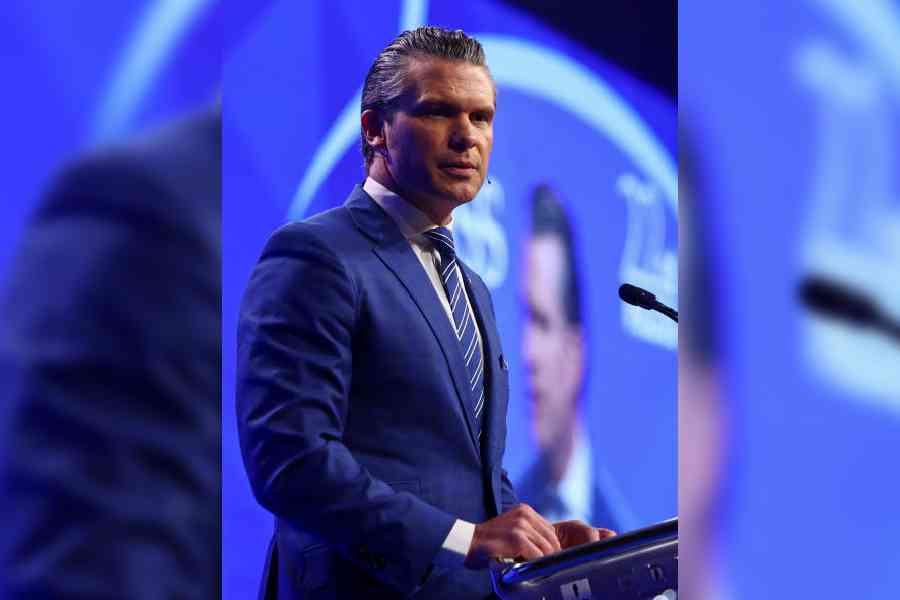 US defence secretary Pete Hegseth in Singapore on Saturday. (Reuters)