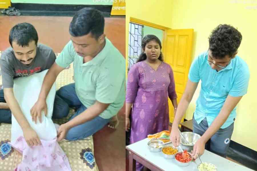 Individuals with autism learn basic chores at the training