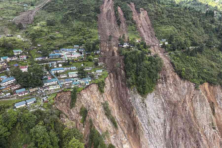 The landslide-ravaged military camp at Chaten in north Sikkim.