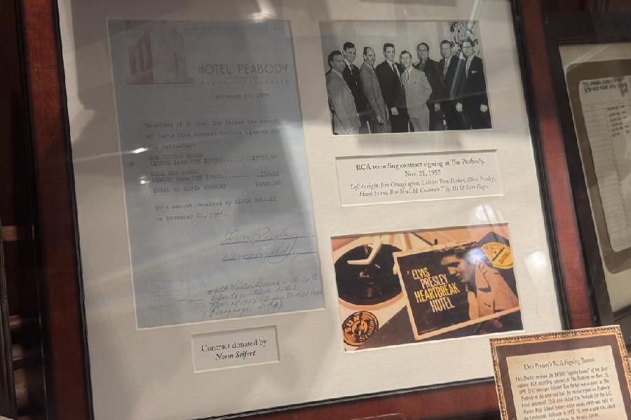 Elvis Presley’s contract on display at Peabody Hotel in Memphis