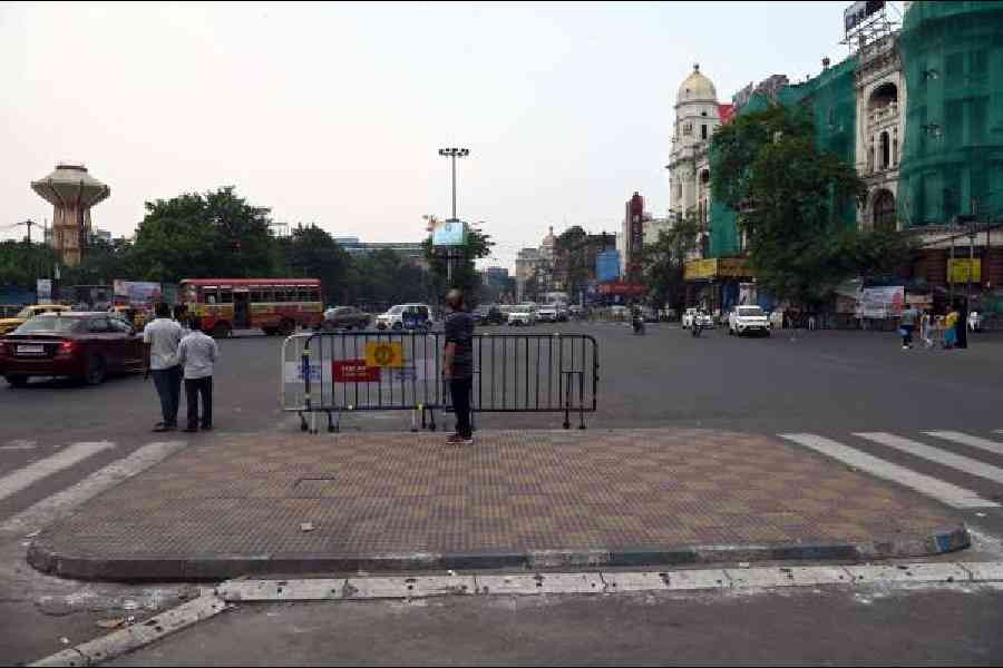 A pedestrian refuge island at the Dorina crossing seen on Sunday, June 8, 2025. - Picture by Sanat Kr Sinha