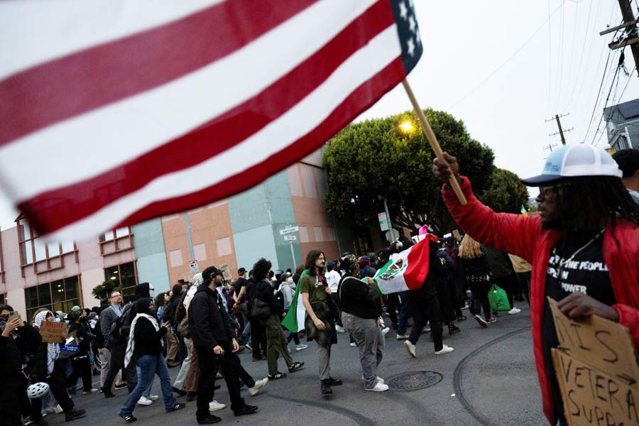 Protest against federal immigration sweeps, in San Francisco.