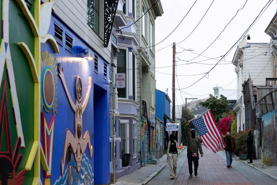 Protest against federal immigration sweeps, in San Francisco.