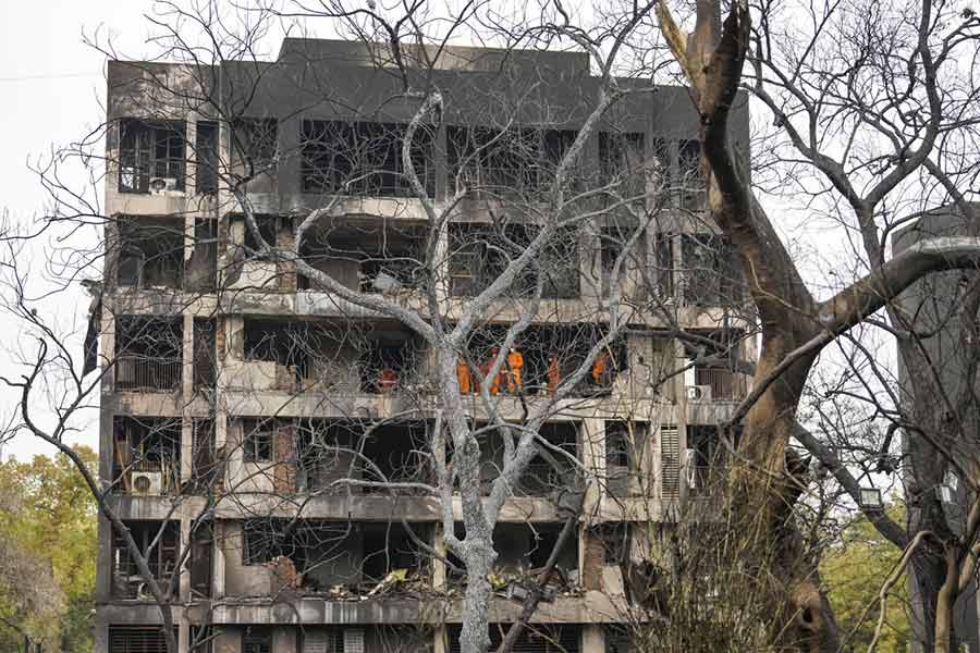 NDRF personnel at the site of the Air India plane crash in Ahmedabad on Friday