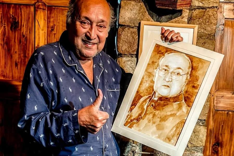 Victor Banerjee with his sketch