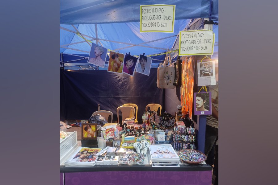 Ananya's K-pop merchandise stall at K-Town Festival in Mumbai in December, 2024