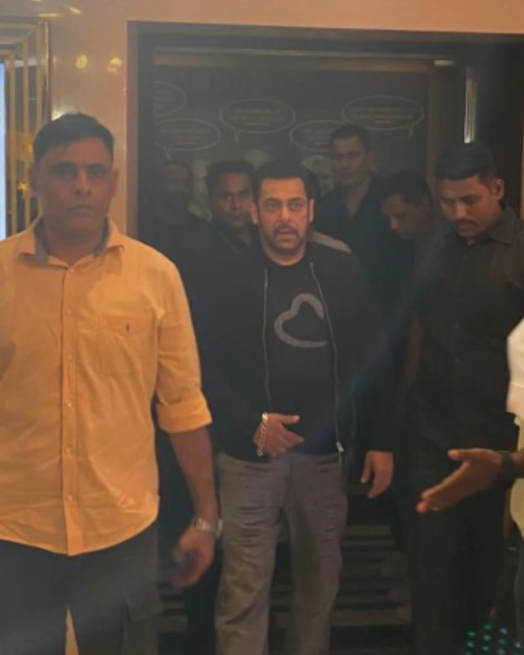 Salman Khan attended the event in a black-and-grey ensemble.
