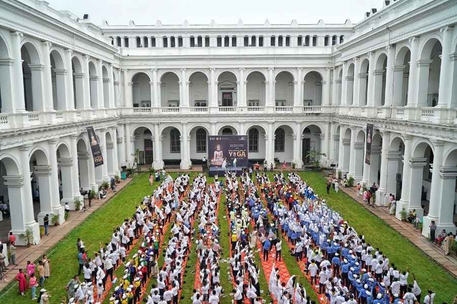A yoga session at the Indian Museum 