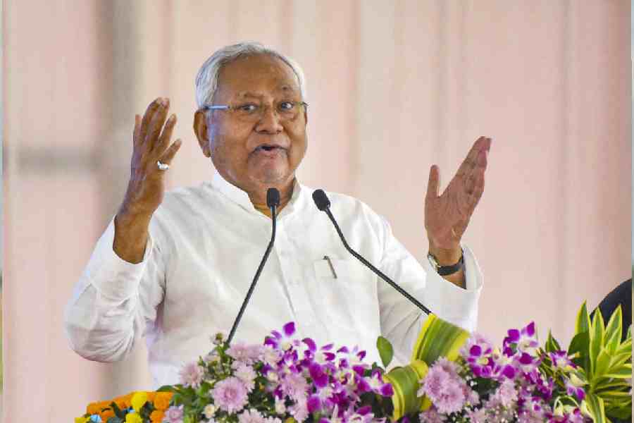 Nitish Kumar in Siwan, Bihar, on Friday.