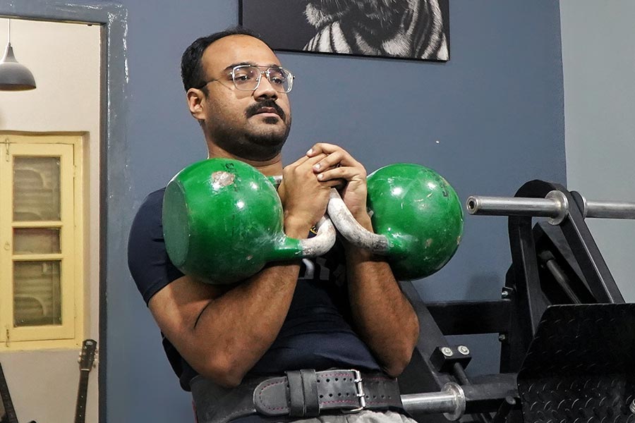 Danish Naushad practicing at his home gym