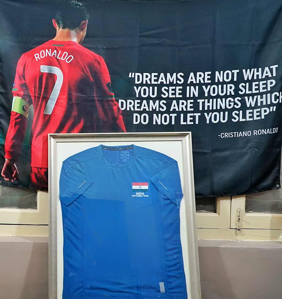 Danish has his gold winning jersey from Denmark framed. His idol is Cristiano Ronaldo and being able to see Real Madrid's stadium was a dream come true for him