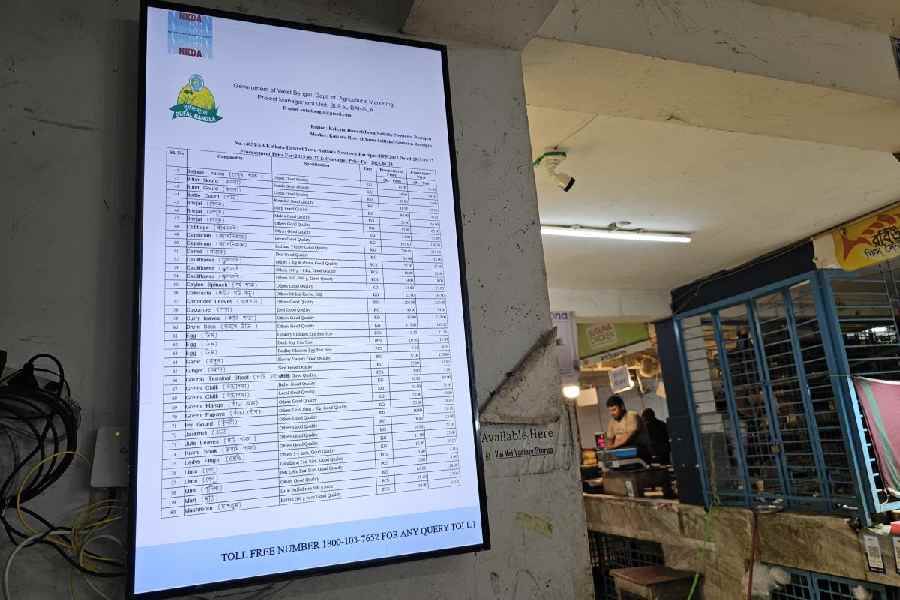 A digital board carrying the day’s price list approved by the government installed inside the market for customer benefit