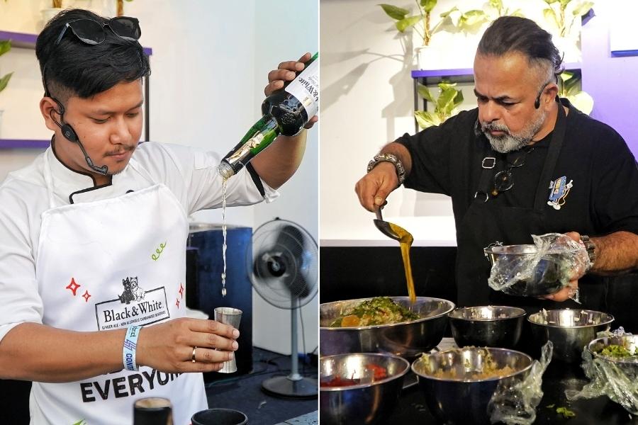 Celebrity chefs (R) Vicky Ratnani and (L) Nayanjyoti Saikia presented their chef’s table at the Black&White tent