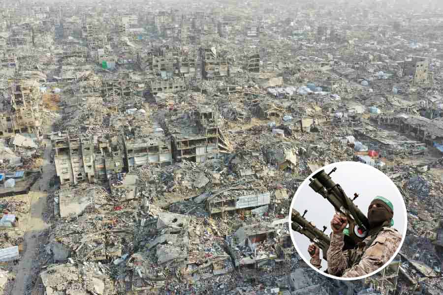 drone view shows houses destroyed during the Israeli offensive, amid a ceasefire between Israel and Hamas, in Beit Hanoun, northern Gaza Strip, March 5, 2025.
