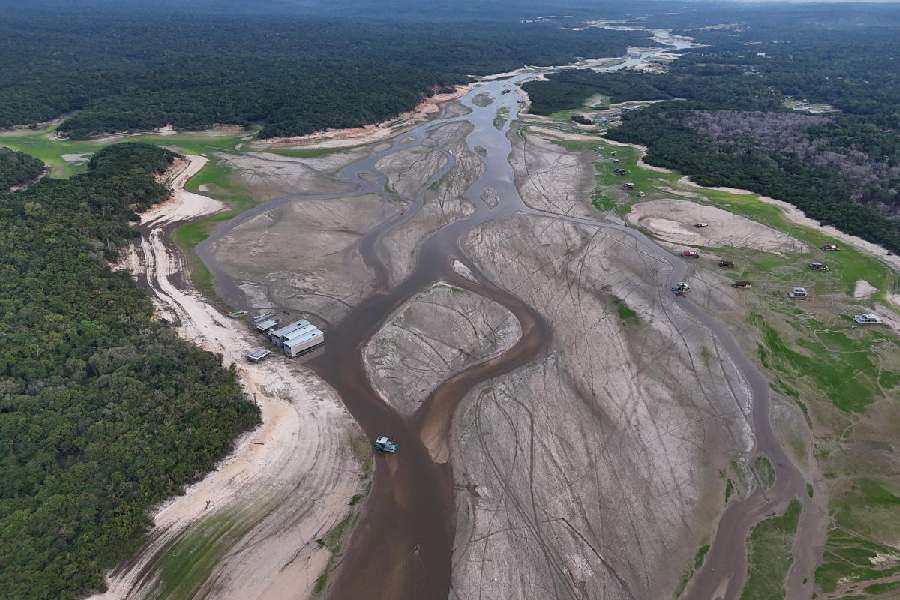 File photo: A drone view shows the dry bed of the Taruma Acu River, a tributary of Rio Negro during the worst-ever recorded drought near Manaus, Amazonas State, Brazil, October 16, 2024.