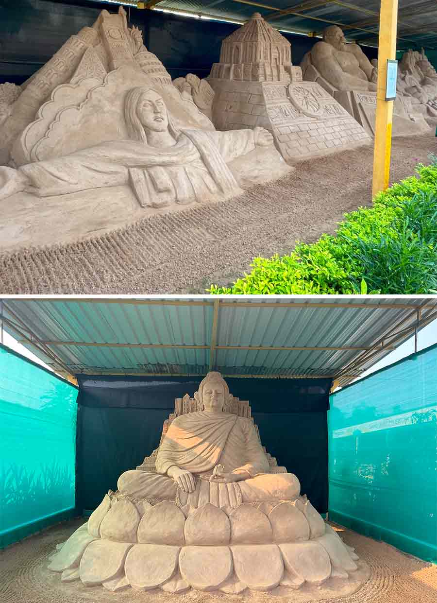 The museum is spread across 2.5 acre and features sand installations such as a 20-feet idol of the Buddha, a 22-feet sand castle and more